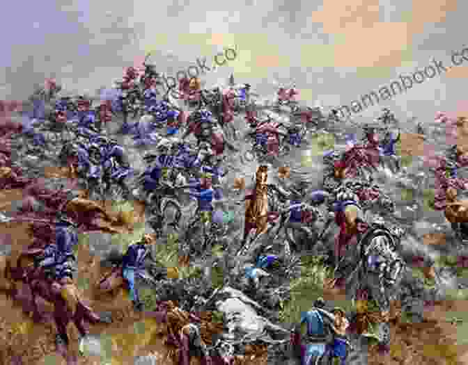 A Historic Painting Depicting The Battle Of The Little Bighorn, With Native American Warriors On Horseback Charging Towards U.S. Army Soldiers. A Good Day To Die: The Battle Of The Little Bighorn (Legendary Battles Of History 1)